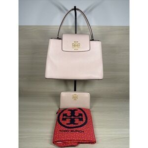 Tory Burch Britten Small Satchel Bag, Light Pink, Style 140972 Leather W/ Wallet